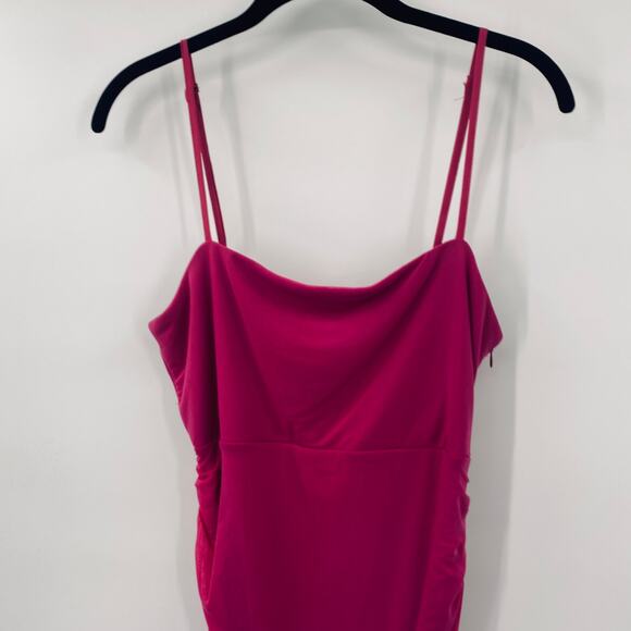 Showpo Coming for You Mesh Ruched Bodycon Midi Dress Magenta Hot Pink NEW 8 - Picture 4 of 11
